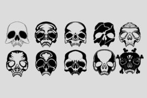 Skull head character set illustration vector