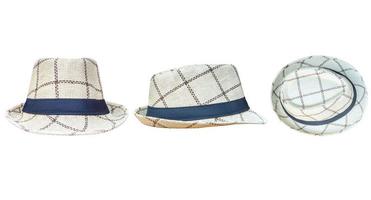 Straw hat in three different angles views isolated on white background, with clipping path photo