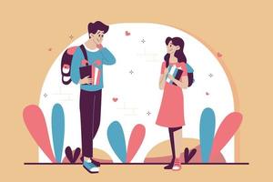 Woman and Man Exchanging Gifts Flat Illustration