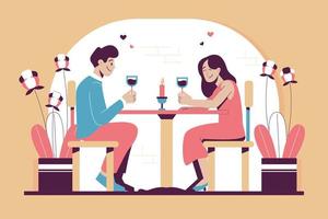 Romantic Dinner Flat Illustration vector