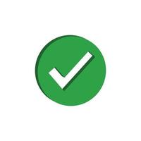 3d green check mark button icon vector