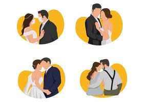 diseño de conjunto de ilustración de forma de boda vector