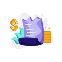 vector de ilustración de icono de factura de pago para transacción, carta de facturación, botón de pago, dinero, concepto de finanzas financieras, mercado, perfecto para ui ux, aplicación móvil, web, folleto, publicidad