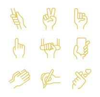 hand gesture icon set design vector