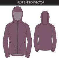 sudadera con capucha de rendimiento para mujer boceto plano. vector