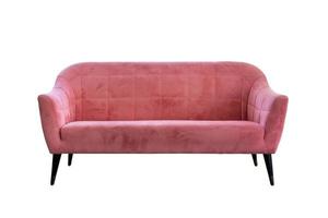 sofá rosa de estilo moderno aislado en fondo blanco, sillón club con reposabrazos. muebles de interior conjunto de sofás de la sala de estar