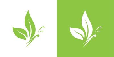 Butterfly vector logo with leaf icon vector.