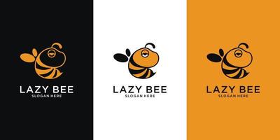 Lazy Bee animal logo vector design illustration.