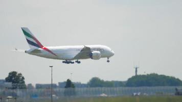 Widebody airplane approaching before landing video