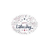 Happy Labor Day handwritten lettering.. Illustration of an American national holiday with a US flag. vector