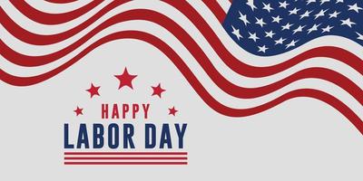 Happy Labor Day Vector greeting card or invitation card. Illustration of an American national holiday with a US flag.