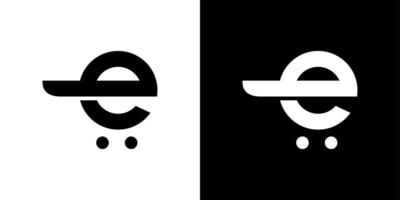 Initial Letter E Logo with shopping cart vector. vector