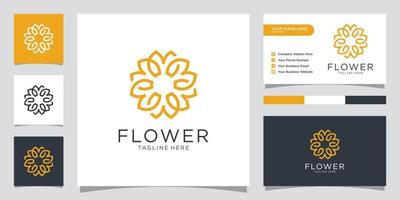 Flower mono line luxury logo design template vector. vector