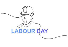 One continuous single line of engineer labor day on white background vector