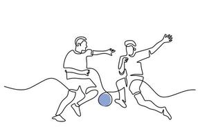 One continuous single line of football player do training vector