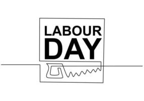 One continuous single line of saw for labor day on white background. vector