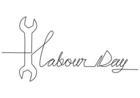 One continuous single line of wrench for labor day vector