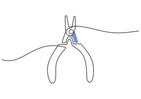 One continuous single line of pliers for labor day on white background vector