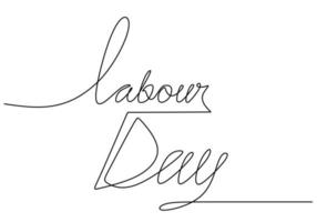 One continuous single line of labor day words on white background. vector