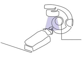 una sola línea continua de hombre hace radiología sobre fondo blanco. vector