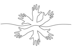 One continuous single line of hand ovation peace on white background. vector