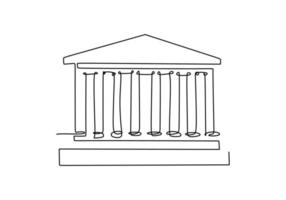 One continuous single line of museum palace on white background. vector