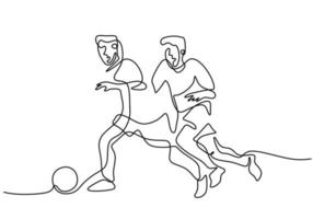 One continuous single line of boys playing football vector