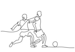 One continuous single line of boys playing football vector