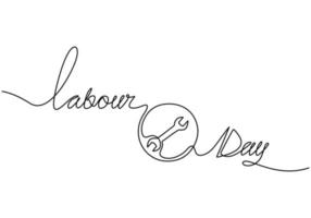 One continuous single line of wrench for labor day vector