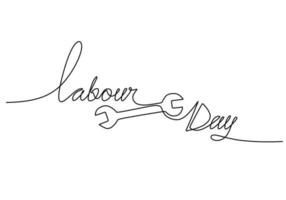 One continuous single line of wrench for labor day vector