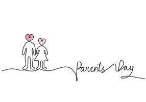 One continuous single line of happy parent global day vector