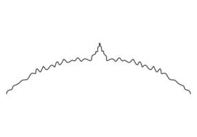 One continuous single line of church on mountain on white background. vector