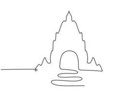 One continuous single line of temple isolated on white background. vector