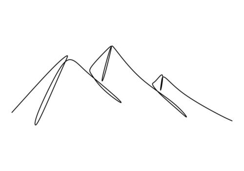 One continuous single line of three pyramids on white background. vector