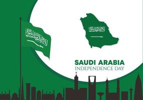 Saudi arabia independence day background with arab flag. vector