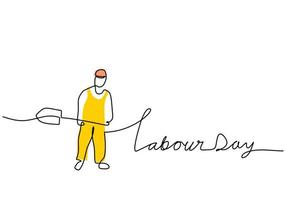 One continuous line of craftsman for labor day on white background vector