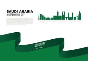 Saudi arabia independence day background with arab flag. vector