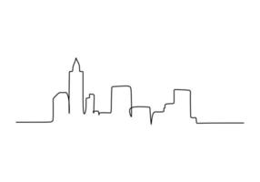 One continuous single line of city buildings skyline vector