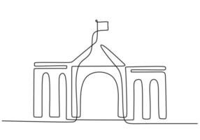 One continuous single line of grand palace on white background. vector