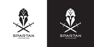 Head spartan logo vector design with sword.