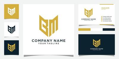 Initial BM or MB letter logo design vector with business card.
