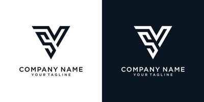 vector de diseño de logotipo de letra inicial sv o vs.