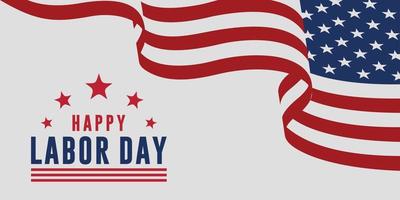 Happy Labor Day Vector greeting card or invitation card. Illustration of an American national holiday with a US flag.