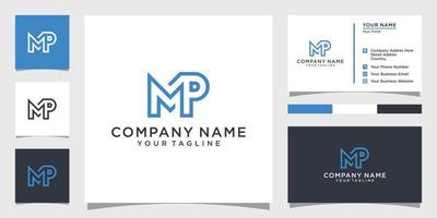 MP or PM Letter Logo Design Template Vector with business card design.