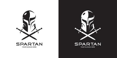 Head spartan logo vector design with sword.