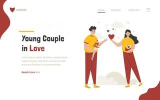 Flat design of young couple expressing love vector