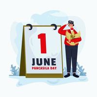 diseño plano el 1 de junio celebra el día de la pancasila vector