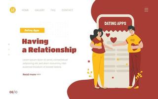 Couple having a relationship for dating apps concept vector