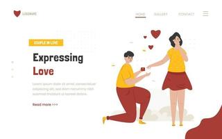 Expressing love, romantic couple flat design illustration