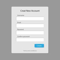 Registration form page template vector